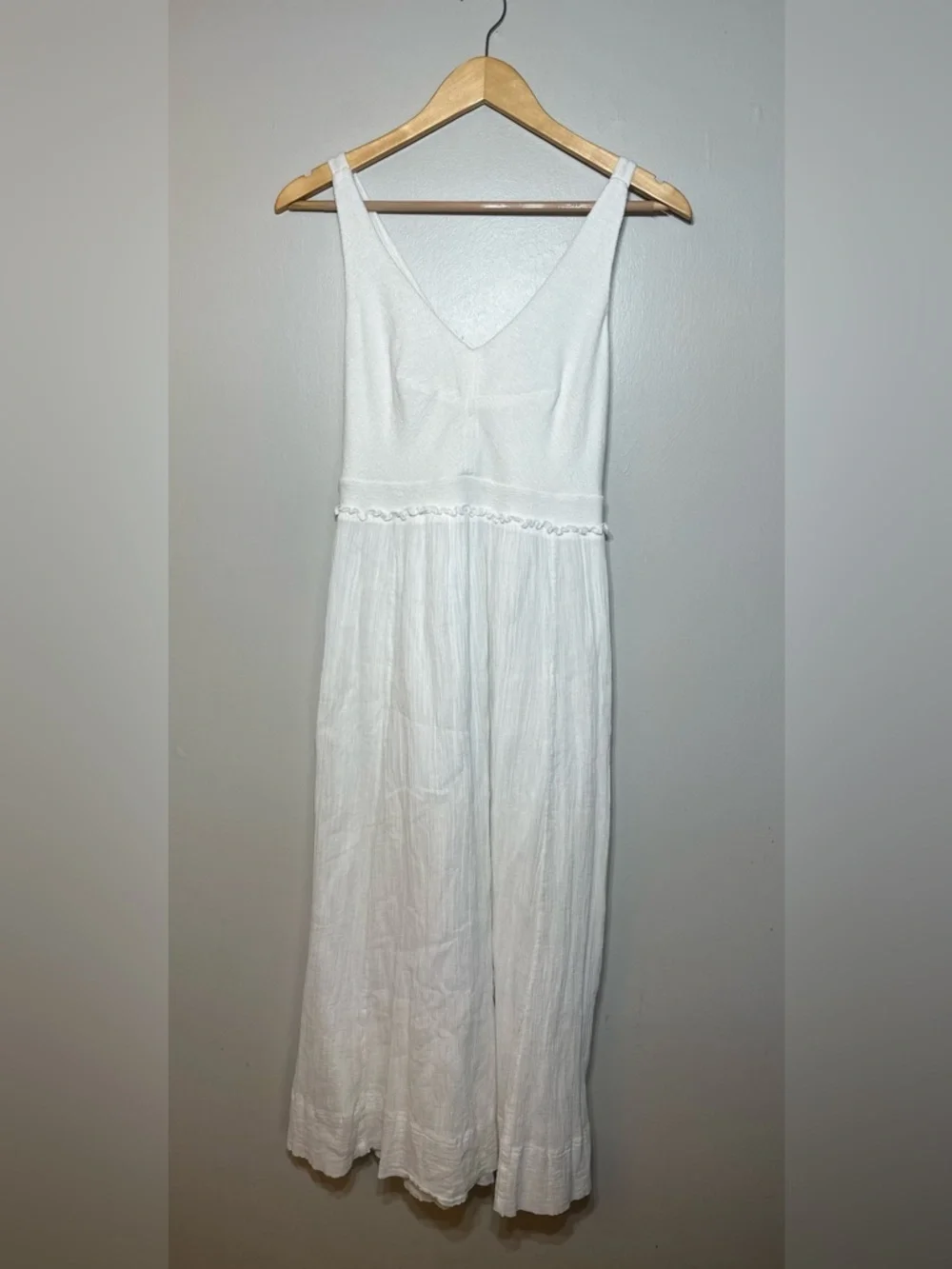 Anthropologie White cotton Maxi Dress women’s size M #classic